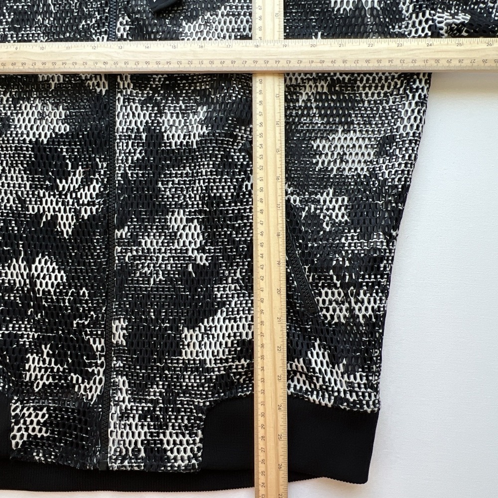 IVY PARK Bomber Jacket Womens S Black Cream Floral Mesh Full Zip Pockets Logo - Picture 3 of 8